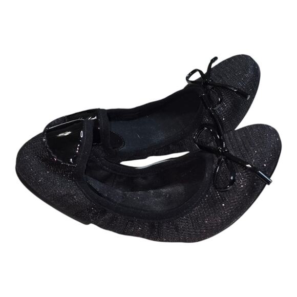 MICHAEL KORS City Denim Ballet Flat Black Slip On Glitter Chain Mesh Size 7 New - Picture 5 of 7